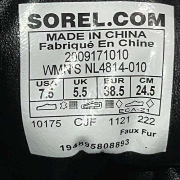 SOREL BREX HEEL COZY LACE-UP BOOTIE - FAUX SHEARLING  BLACK & WHITE EUC SIZE 7.5 - Picture 10 of 15